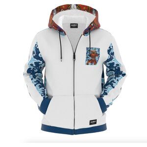 Fresh Hoods NWT Graphic Samurai Wave Zip Up Hoodie Oversized XL